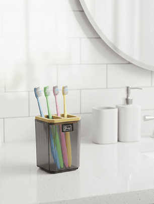 Portacepillo de Acrilico con Bambu 7x6x10cm