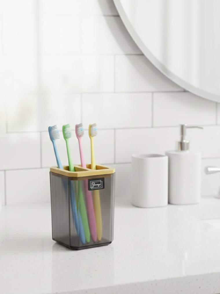 Portacepillo de Acrilico con Bambu 7x6x10cm 1