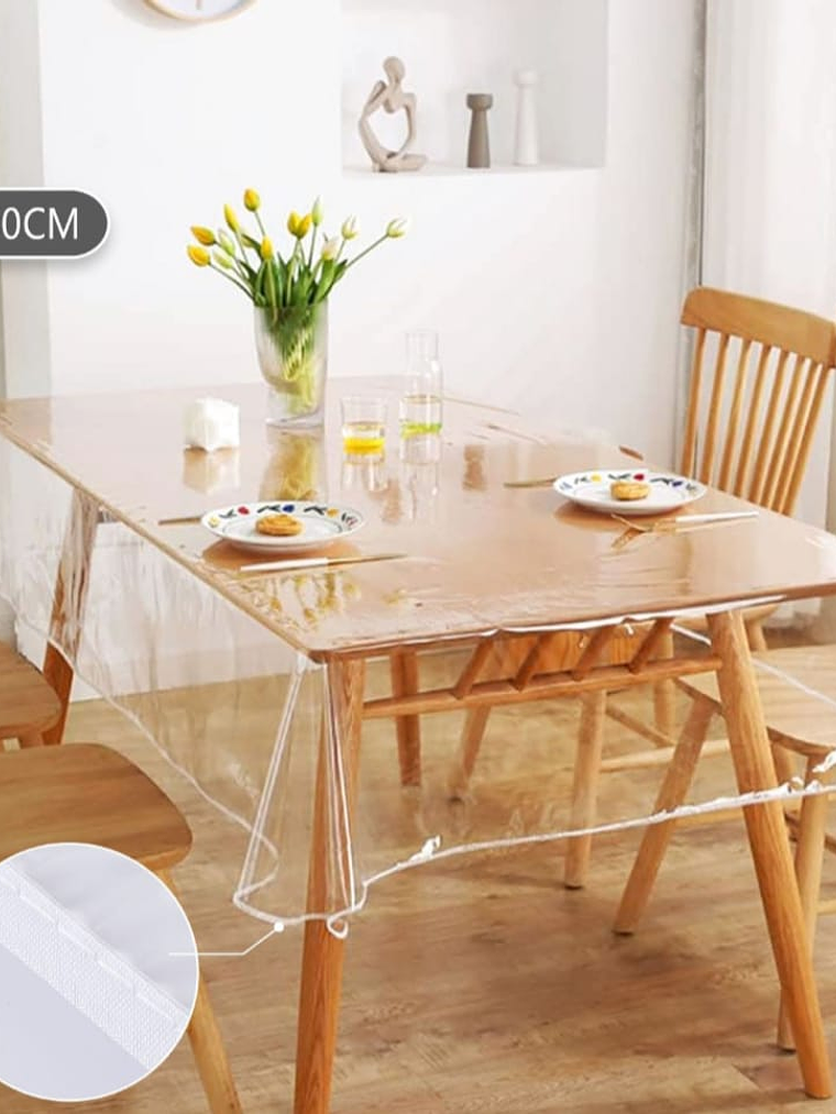 Mantel Rectangular Transparente Con borde Ribeteado, 140*180Cm 7