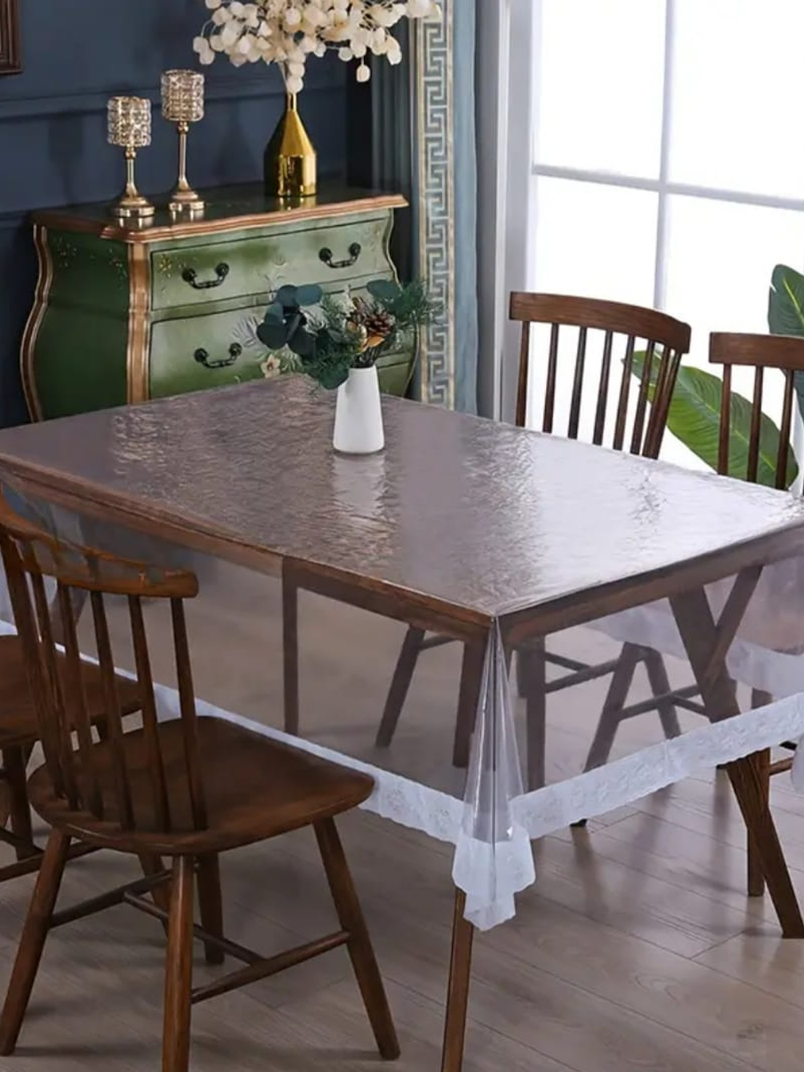 Mantel Rectangular Con bordes de Encaje bordado, 137*183Cm 1