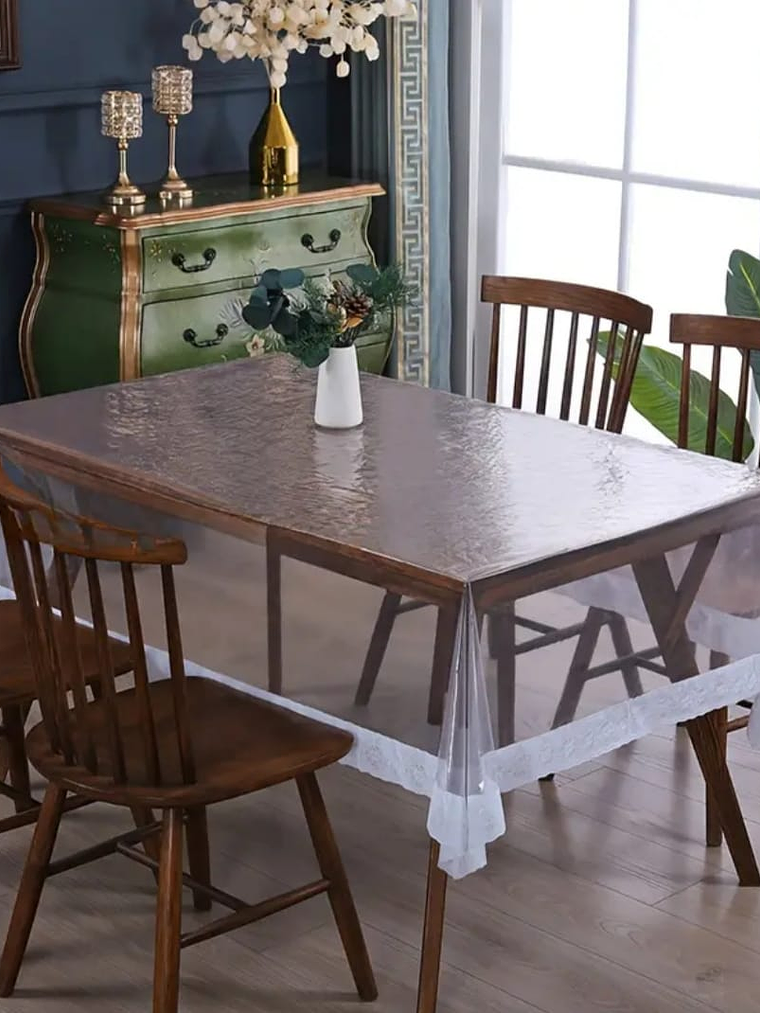 Mantel Rectangular Con bordes de Encaje bordado, 137*183Cm 1