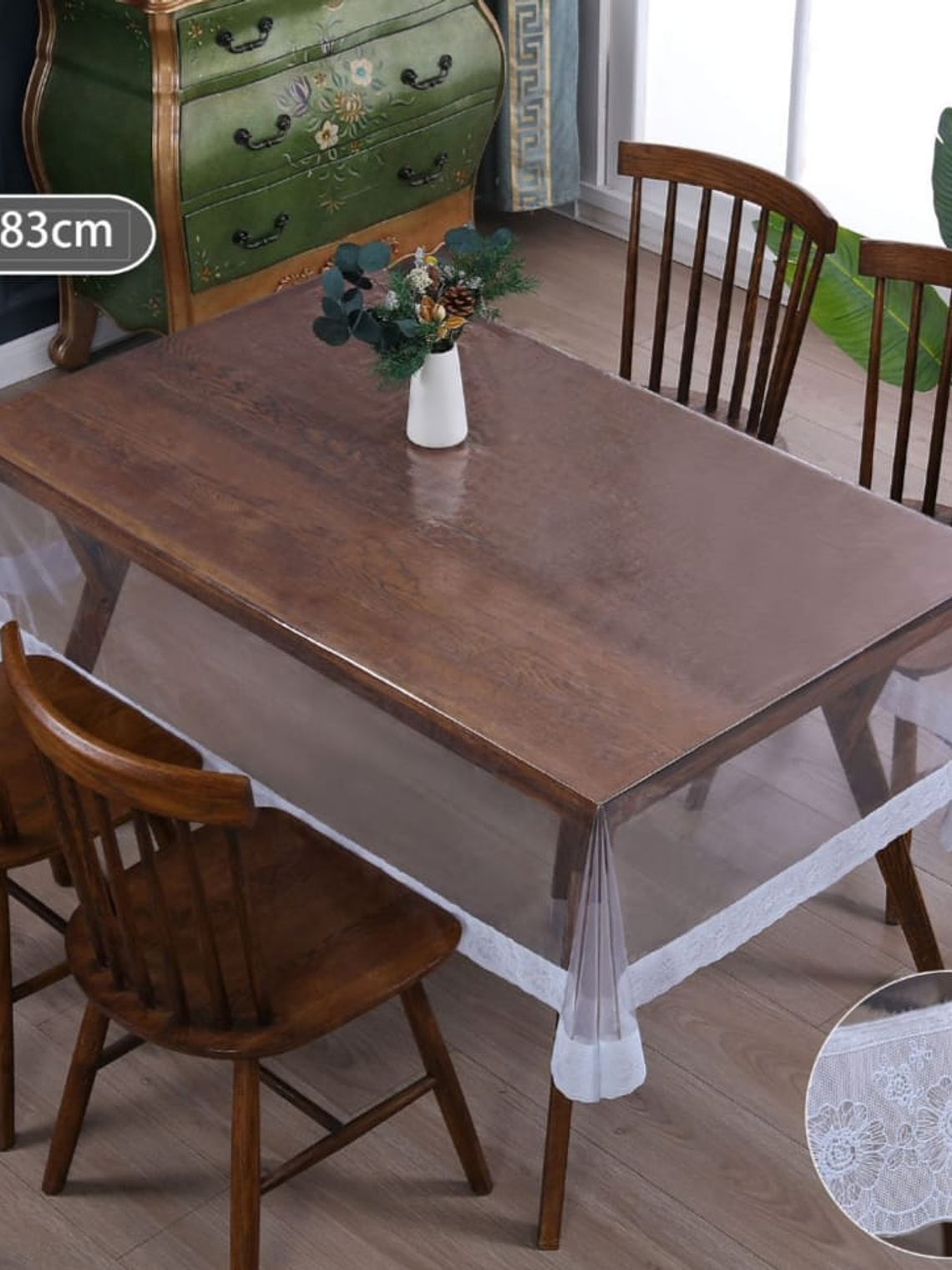 Mantel Rectangular Con bordes de Encaje bordado, 137*183Cm 2