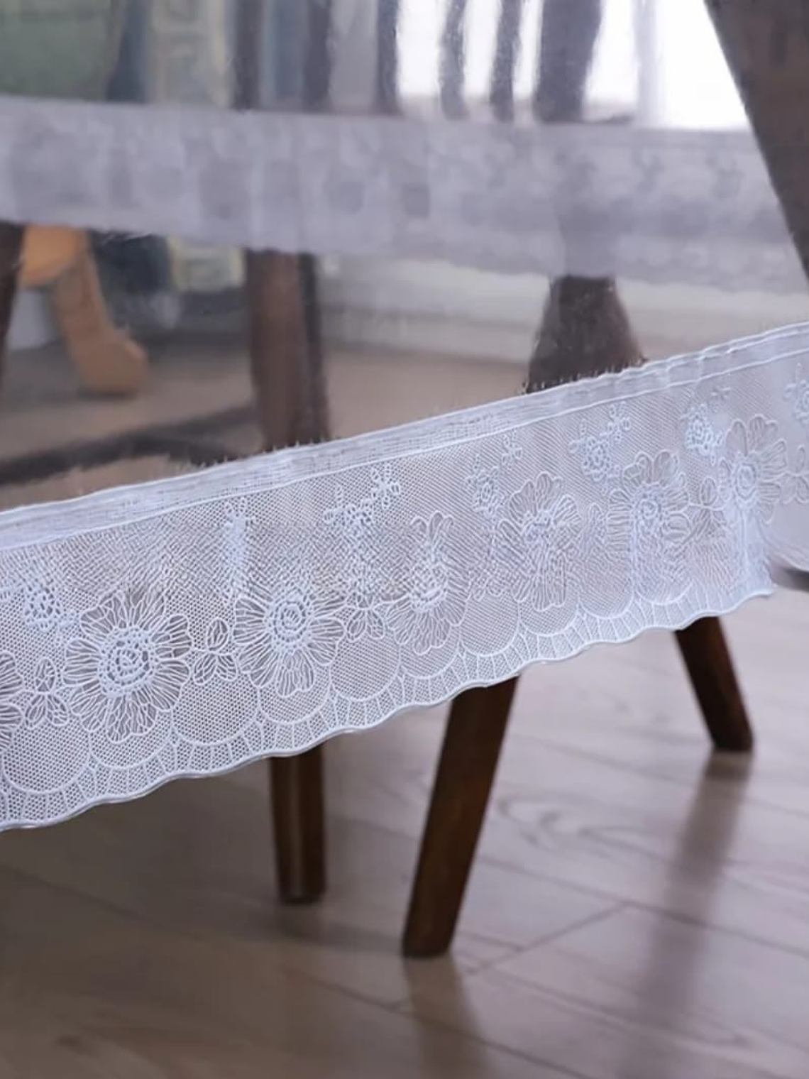 Mantel Rectangular Con bordes de Encaje bordado, 137*183Cm 5