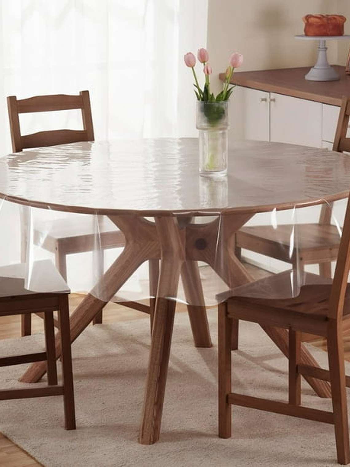 Mantel Redondo Transparente, Sin Bordes, 140*140Cm 1