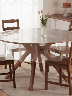 Mantel Redondo Transparente, Sin Bordes, 140*140Cm