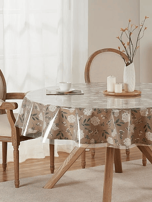 Mantel Redondo Transparente, Sin Bordes, 140*140Cm