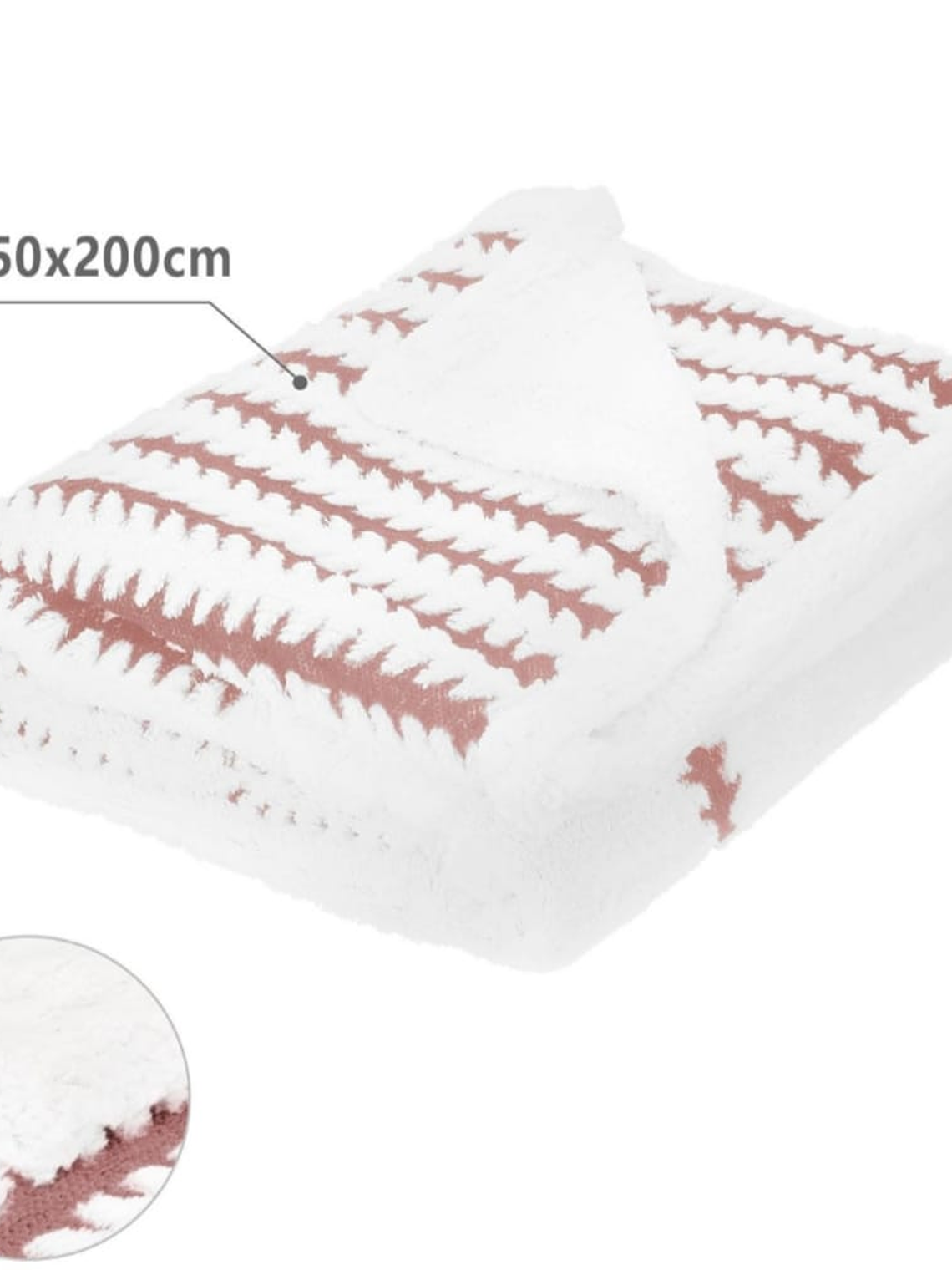 FRAZADA CON CHIPORRO, 1.5 PLAZA. COLOR ROSA PALO. DISEÑO GEOMETRICO 3