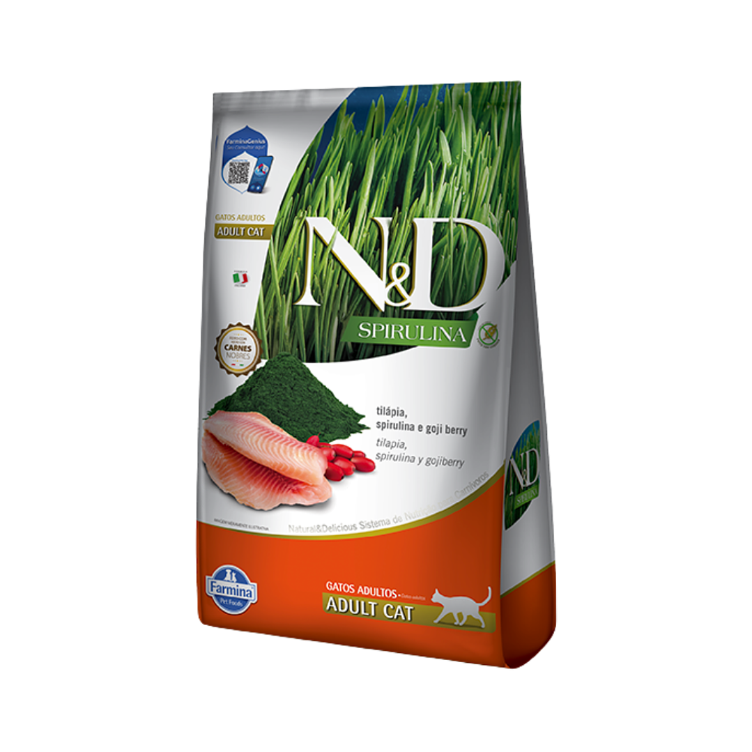 N&D Spirulina, Tilapia y Gojiberry Gato adulto 1.5 Kg 1