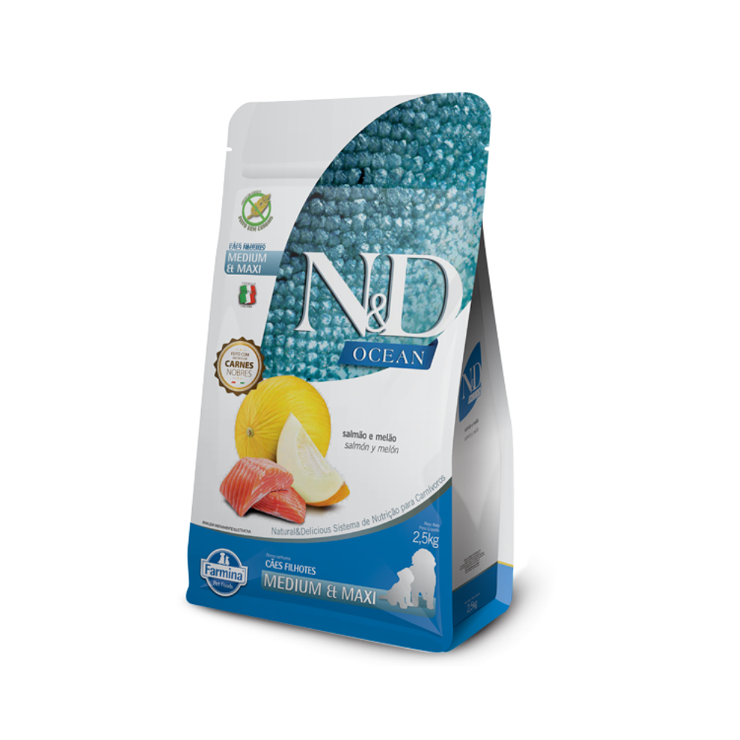 N&D Ocean Salmón y Melón Puppy Mediano Maxy 2.5 kg 1