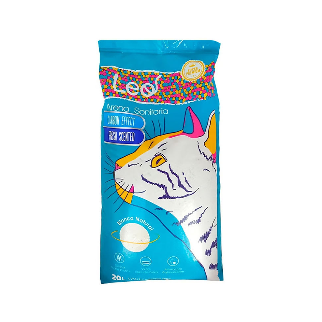Arena Sanitaria Leo Blanca con Carbón 17 Kg 1