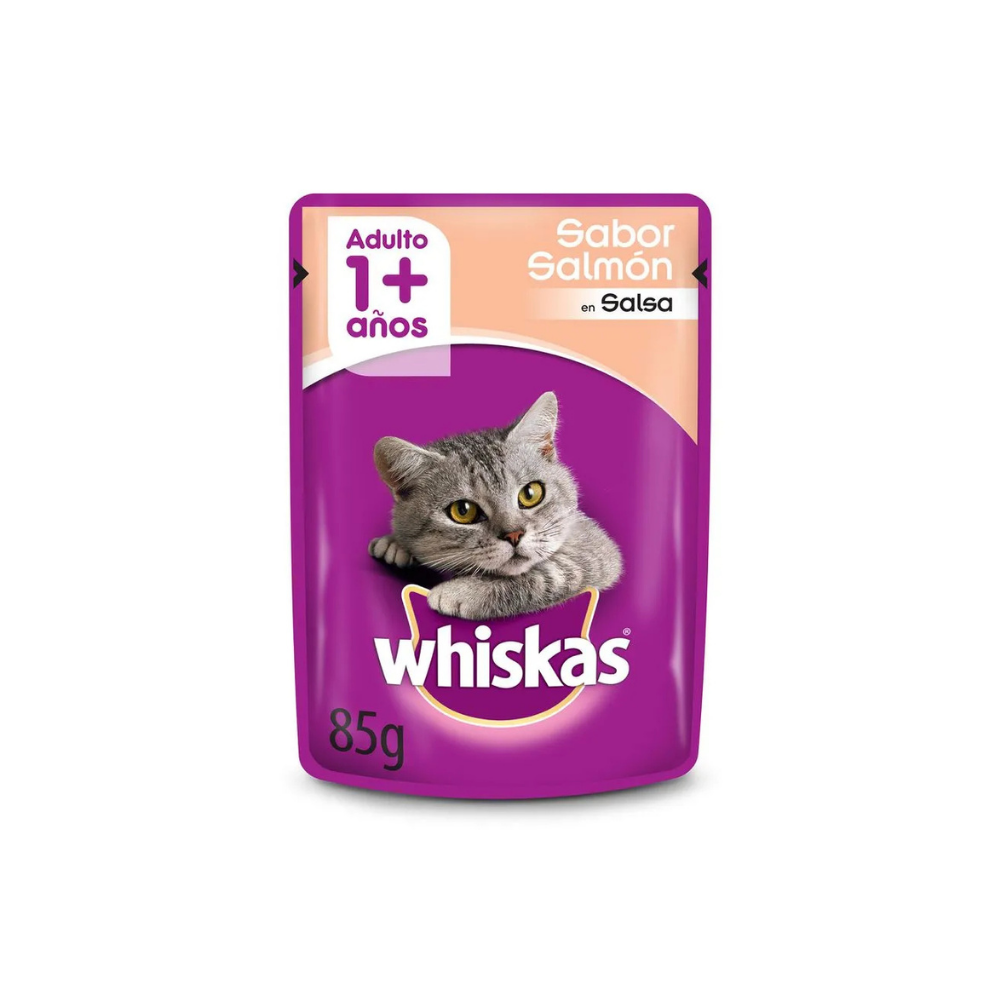 Pouch whiskas para gatos sabor salmón 85 GR