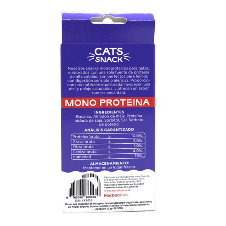 Salchichas para Gatos Monoproteicas de Bacalao 10 Unidades 2