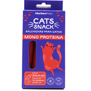 Salchichas para Gatos Monoproteicas de Bacalao 10 Unidades