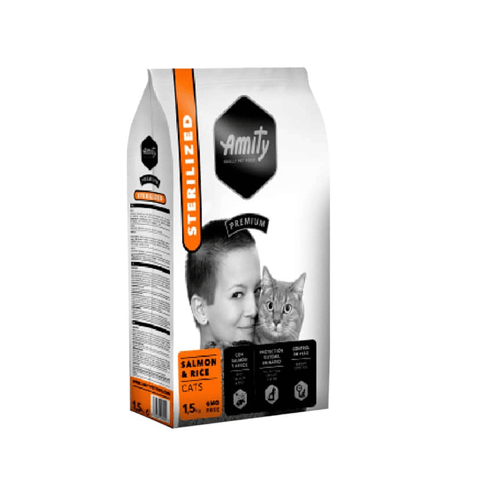 Amity Premium Salmón y Arroz gato esterilizado 1.5Kg 1