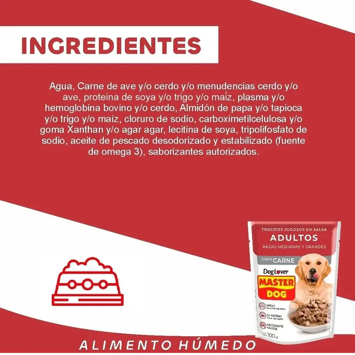 MASTERDOG PACK SACHET 20X100GR. CARNE  3