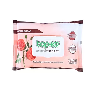 Toallitas Húmedas Topk9 XL AromaTherapy Aceite esencial de Rosas