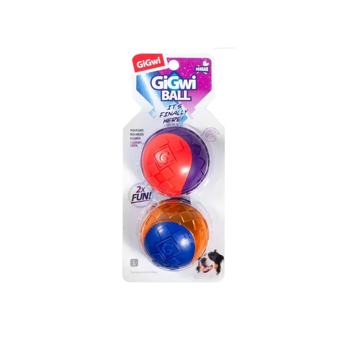 Pack 2 Pelotas Talla L Squeaker Gigwi Para Perro 1