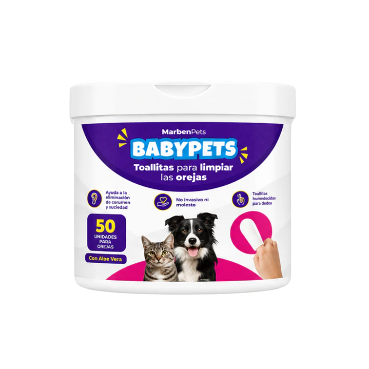 Toallitas para Limpiar los Oídos BabyPets 50 Unidades 1