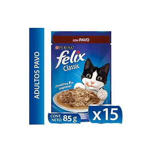Alimento Húmedo Gato Felix® Adultos Pavo 85g 
