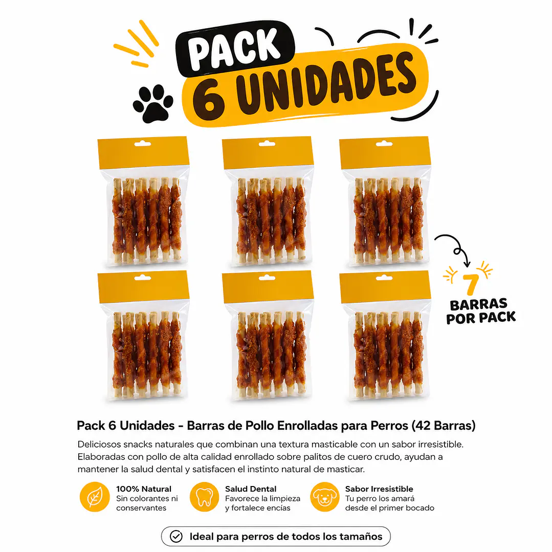 Pack 6 Snacks Natural Choice Barras de Pollo para Perros 1