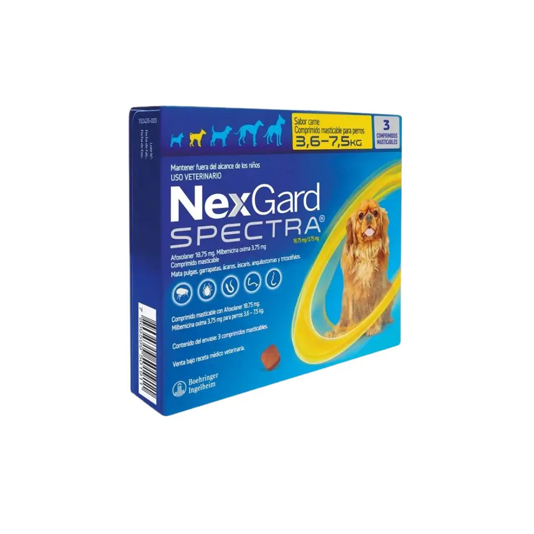 NexGard Spectra Perro 3,6 a 7,5 Kg – Pack de 3 Comprimidos 1