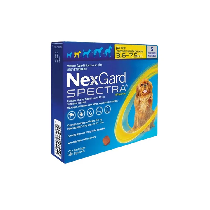 NexGard Spectra Perro 3,6 a 7,5 Kg – Pack de 3 Comprimidos 1