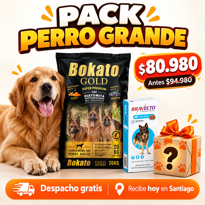 Pack Bokato Gold 20 Kg + Bravecto Perro 20-40 Kg 1