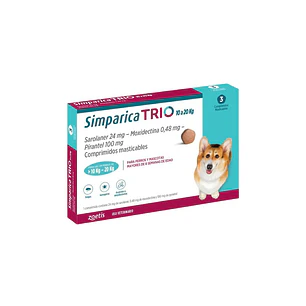 Simparica Trio 10 a 20 kg Antiparasitario Perros 3 Comprimidos