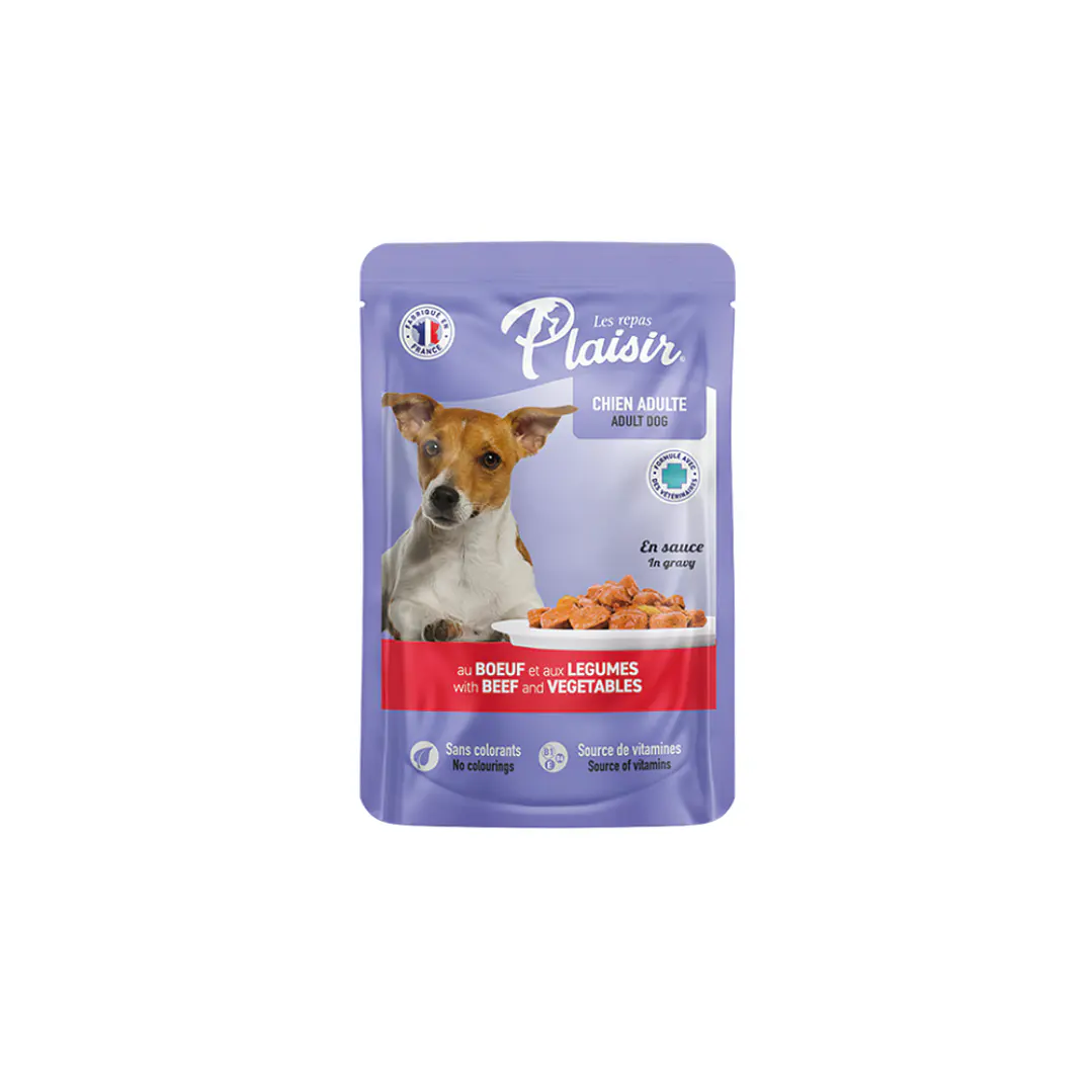 Plaisir pouch Perro Adulto Vacuno y Vegetales 100 g 1