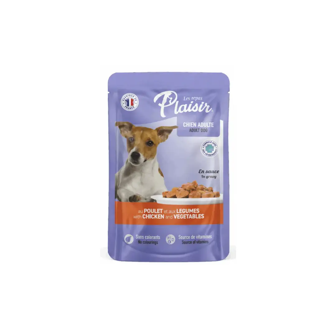 Plaisir pouch Perro Adulto Pollo y Vegetales 100 g 1