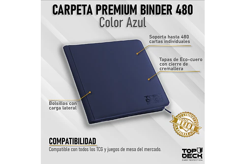 Carpeta Cuero Premium 12 Bolsillos - Azul