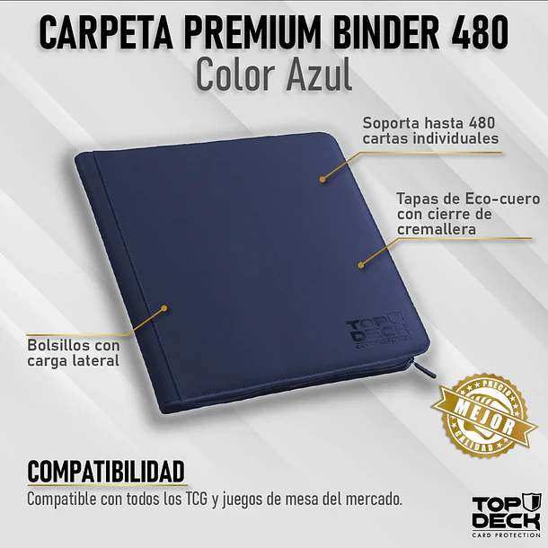 Carpeta Cuero Premium 12 Bolsillos - Azul