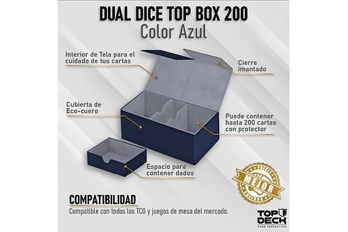 Portamazo Dual Dice Top Box 200 Cuero - Azul