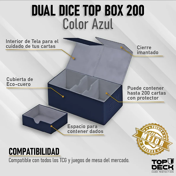 Portamazo Dual Dice Top Box 200 Cuero - Azul