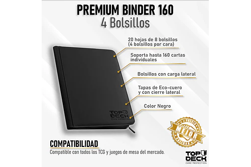 Carpeta Cuero Premium 4 Bolsillos - Negro