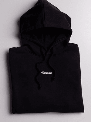 POLERON NEGRO CON GORRO HOOMAU