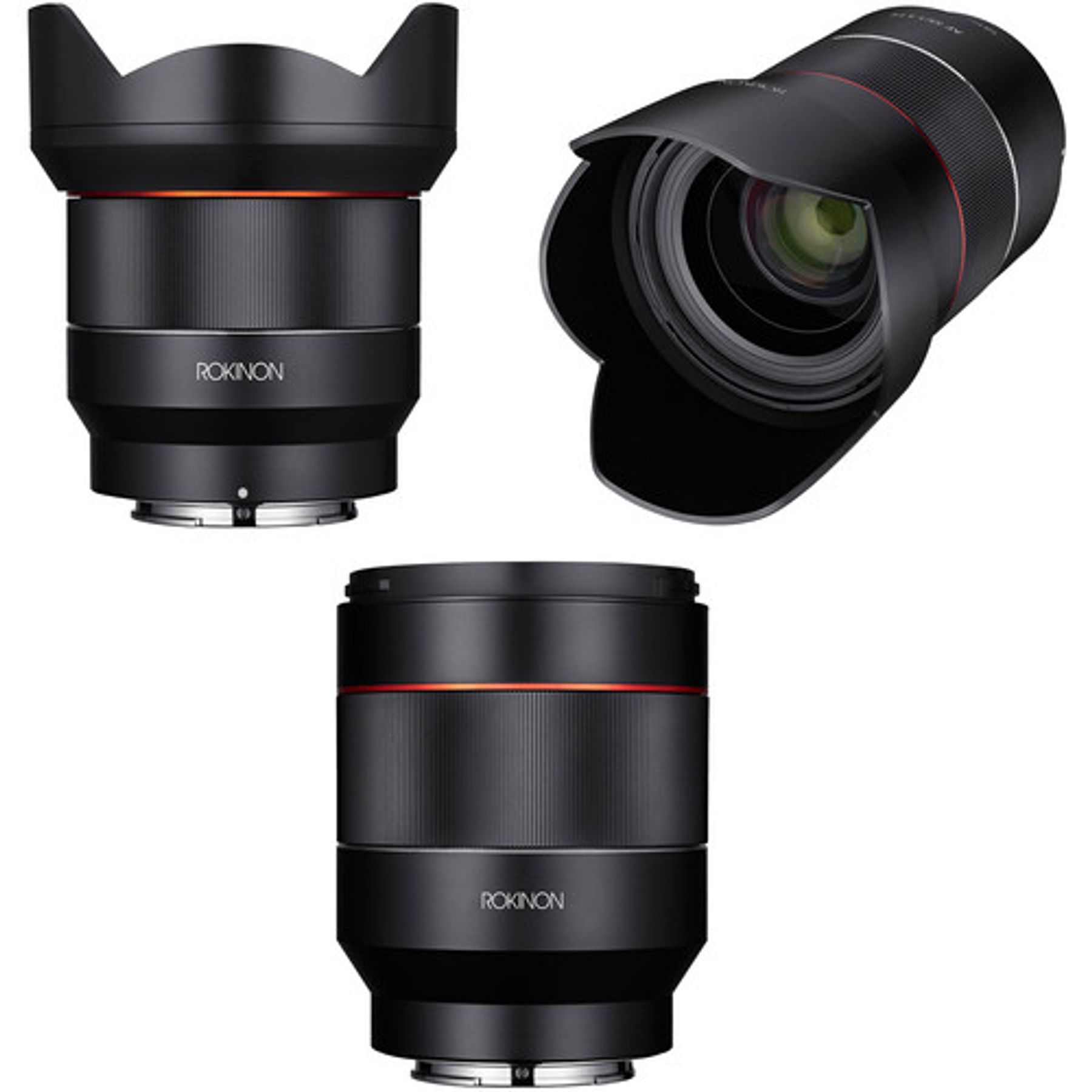 Kit de tres lentes Rokinon AF de 14 mm, 35 mm y 50 mm para Sony FE