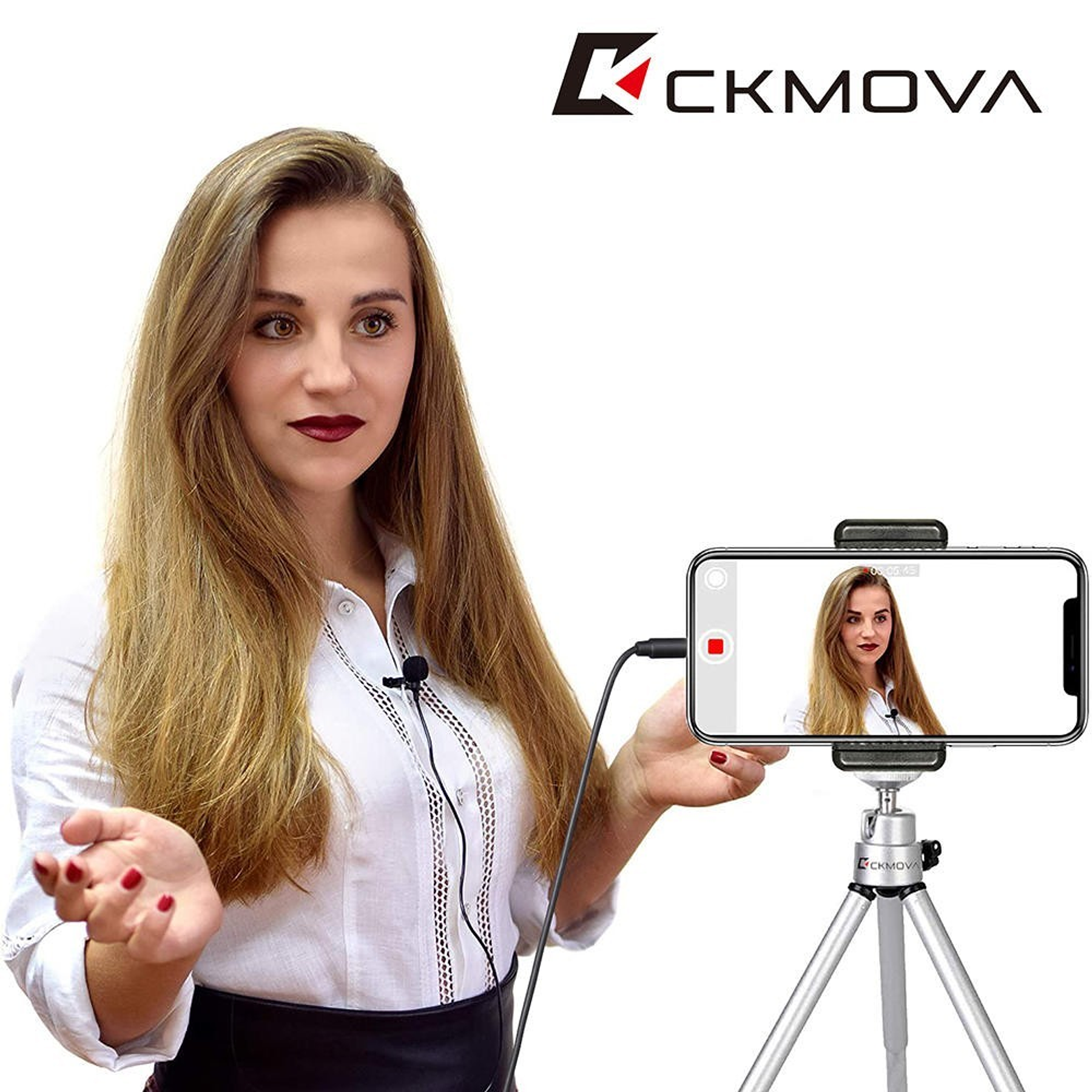 Microfono Ckmova Lavalier Omni de Condensador para Smartphone y Camara Sin Bateria