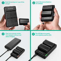 Batería RAVpower Reemplazo Canon LP-E6 Kit 2x con un cargador USB dual