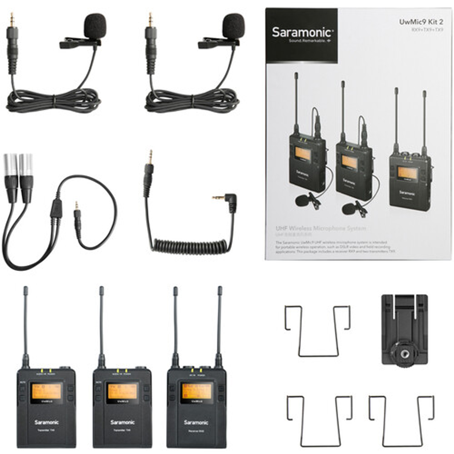 Saramonic UwMic9 -2 Sistema de micrófono inalámbrico Omni Lavalier 