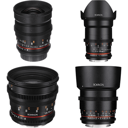 Rokinon 24, 35, 50, 85mm T1.5 Cine DS Lens Bundle for Canon EF Mount