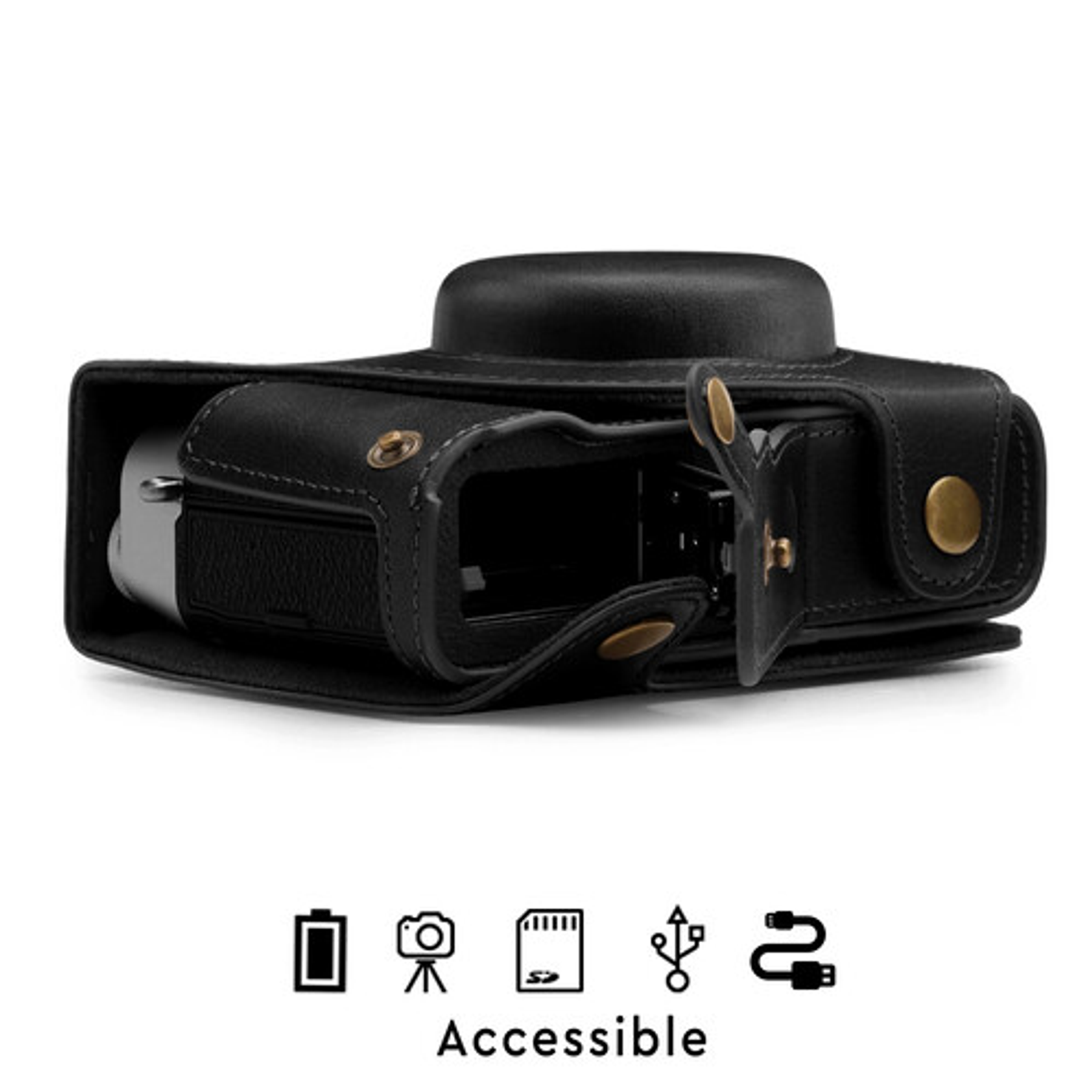 Estuche para camara Fujifilm X100V cuero negro MegaGear Ever Ready 