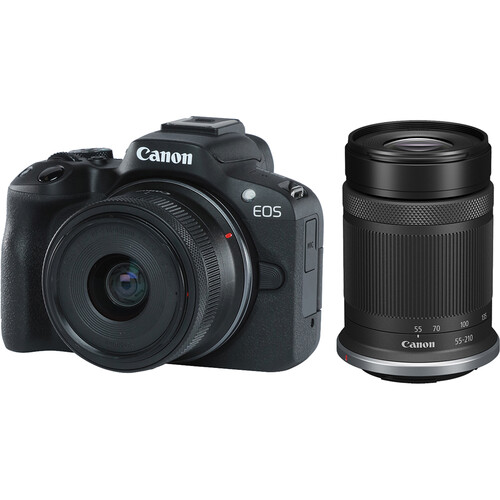 Canon EOS R50 con lentes de 18-45 mm y 55-210 mm (negro)