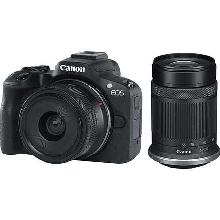 Canon EOS R50 con lentes de 18-45 mm y 55-210 mm (negro)