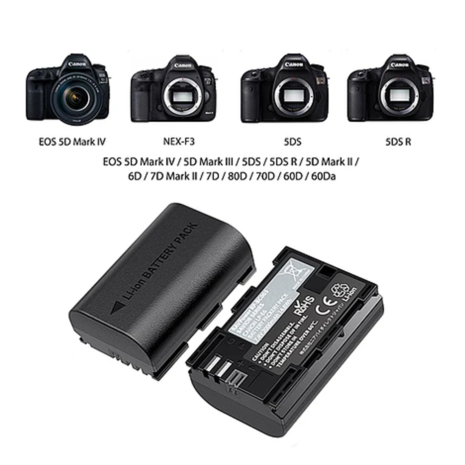 Batería Reemplazo Canon LP-E6N Kit 2x con Cargador USB