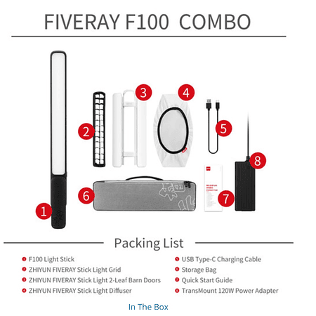 TUBO LUZ LED FIVERAY FR-100C COMBO ZHIYUN 