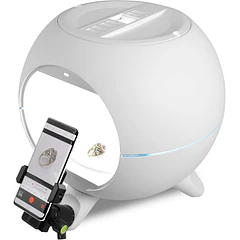 Foldio360 Domo inteligente con kit de montaje (Tocadiscos inteligentes con luz LED incorporada, kit de montaje para tocadiscos y teléfono | Disparo automático de imágenes y video de 360 grados)