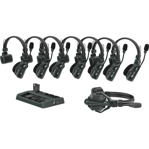 Hollyland Solidcom C1-8S Full-Duplex Wireless DECT Intercom System con 8 Headsets (1.9 GHz)