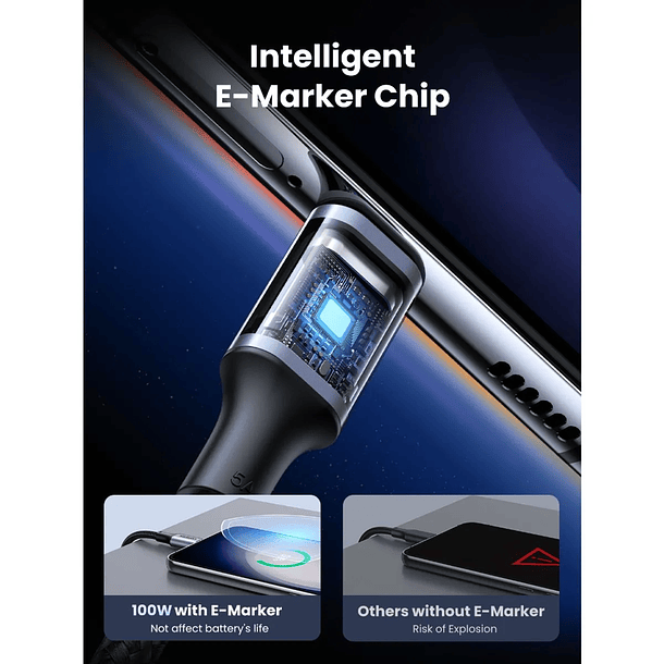 UGREEN cable USB-C/USB-C 3.1 DATAPOWER 100W MAX 1mts reforzado black US300 8