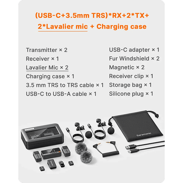 Saramonic Air Sistema de Micrófonos Inalámbricos para 2 personas (2,4 GHz) 11